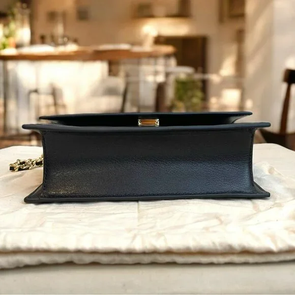 Tory Burch Fleming Black Leather Authentic Shoulder Bag With Gold Hardware - Picture 8 of 15